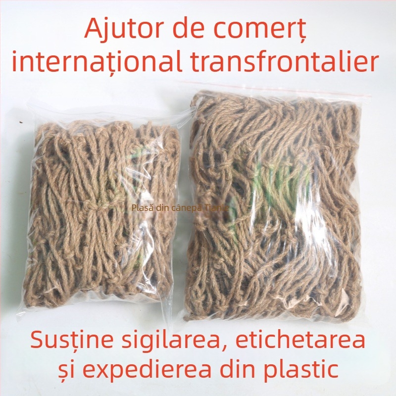 Rețea din sfoară de cânepă – retro decorativă pentru cățărarea plantelor, balustradă de scări și utilizare pe tavan/perete pentru fotografii