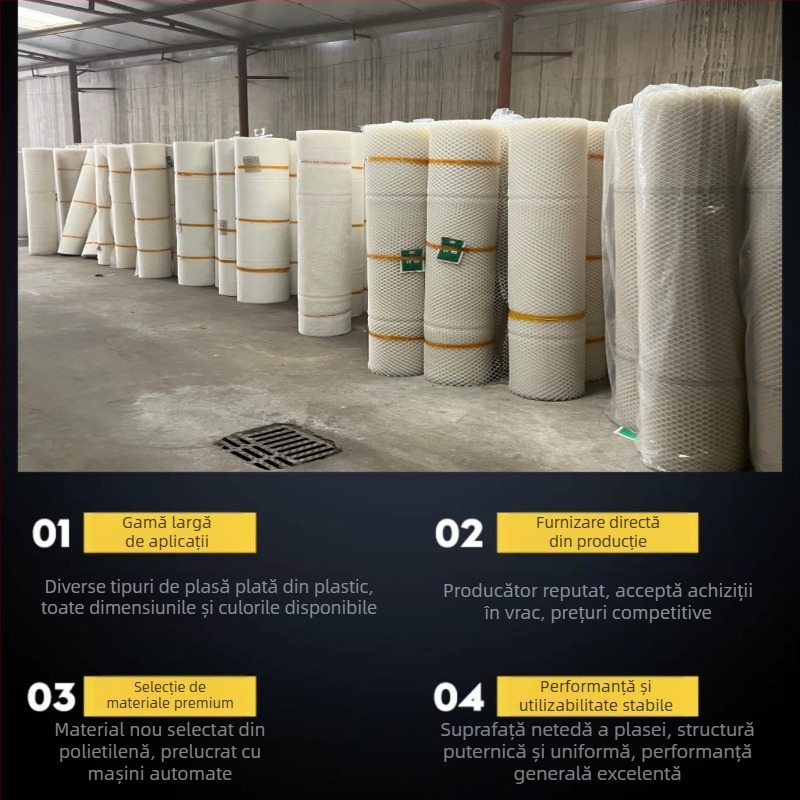 Plasă plată din plastic, groasă, pentru păsări de curte: găini, rațe și gâște, plasă pentru drenaj gunoi, plasă de împrejmuire și plasă de protecție pentru balcon