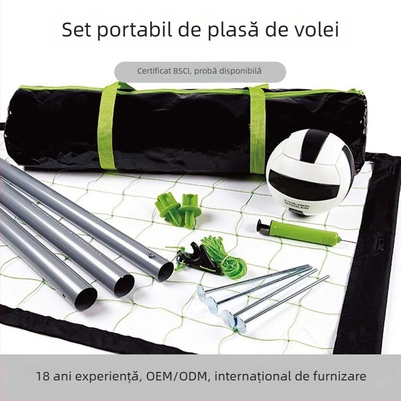 Set portabil de plasă pentru volei în exterior, cu țevi telescopice și montaj rapid – Jiang Hui, pentru plajă și gazon (Țevi telescopice, Montaj rapid, Jiang Hui)