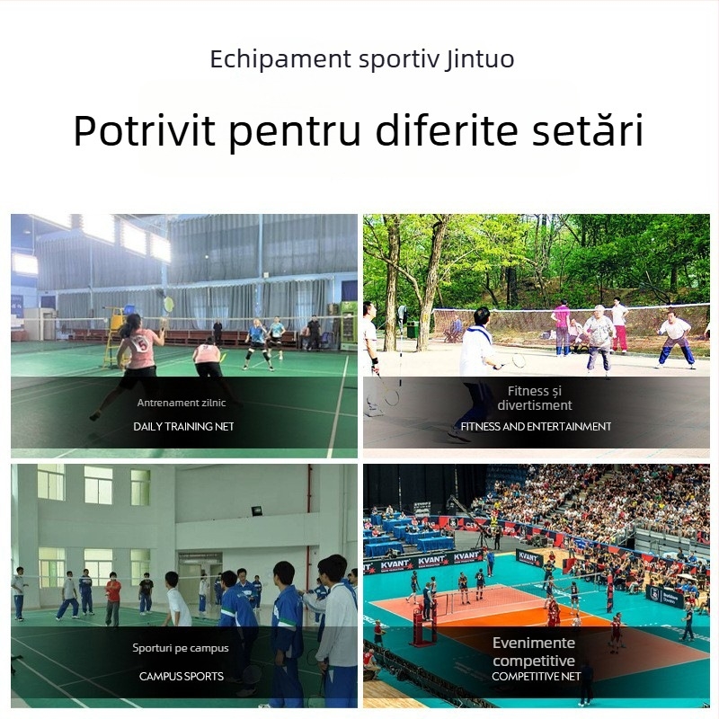 Kingtool Plasă badminton – portabilă pentru interior și exterior, material poliester, personalizare disponibilă