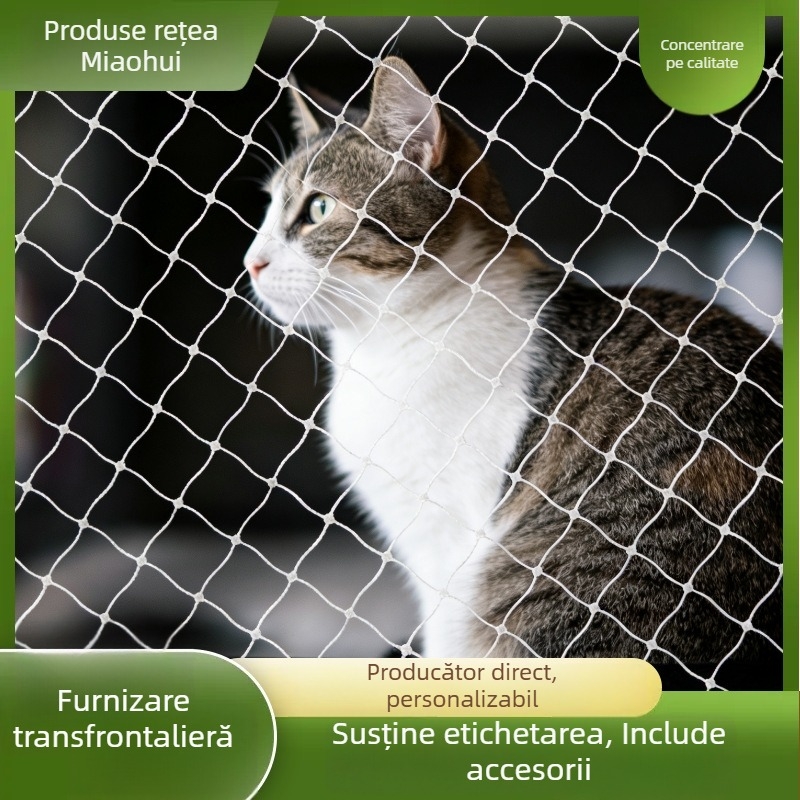 Plasă de siguranță pentru balcon pentru animale de companie – nylon transparent, protecție împotriva căderii, pentru pisici și păsări, potrivită pentru ferestrele balconului