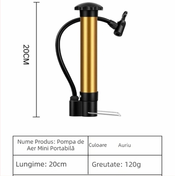 Pompa manuală portabilă pentru mingi sportive (greutate 90 g, presiune aer 90)