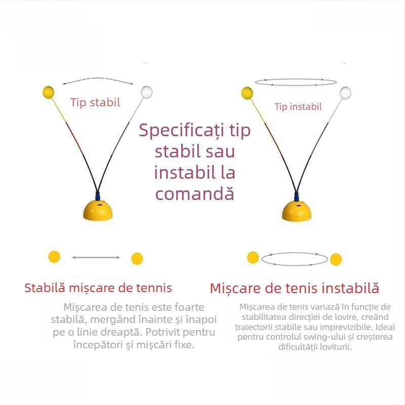 Antrenor de tenis pentru antrenament solo cu suport fix – antrenament de lovire durabil pentru o singură persoană