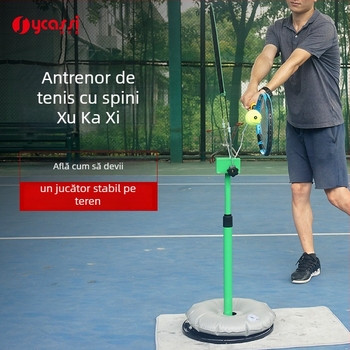 Topspin dispozitiv de antrenament tenis, antrenor portabil rotativ pentru servire și interceptări, potrivit pentru începători, antrenament de lovire pentru un singur jucător, fibră de polipropilenă