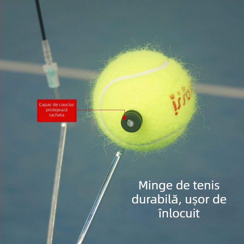 Topspin dispozitiv de antrenament tenis, antrenor portabil rotativ pentru servire și interceptări, potrivit pentru începători, antrenament de lovire pentru un singur jucător, fibră de polipropilenă