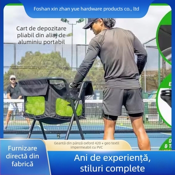 Căruță de colectare a mingilor pentru tenis și pickleball, cadru din oțel cu material Oxford, Origine Foshan, Guangdong, Personalizabil, spațiu de depozitare detașabil