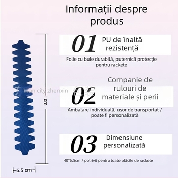 Sticker protector pentru capul rachetei de tenis, PU material, Zhensen brand, personalizabil, marcă privată autorizată