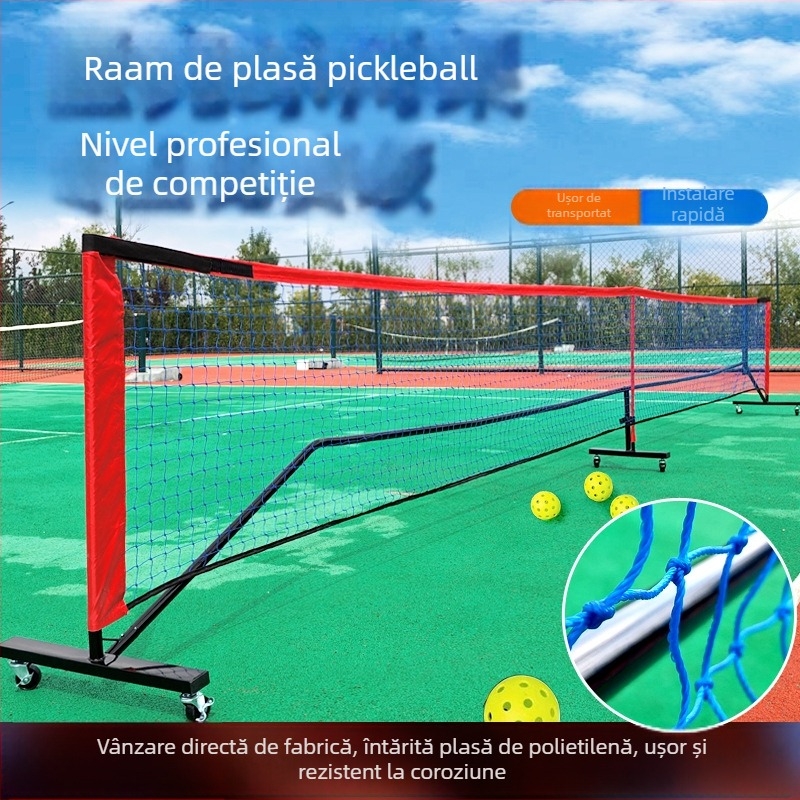 Cadru de plasă pentru pickleball – Portabil, set de plasă pliabil pentru acasă și antrenament în aer liber; materiale: țevi din oțel, polietilenă, pânză