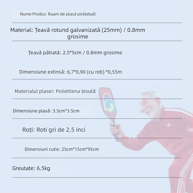 Cadru de plasă pentru pickleball – Portabil, set de plasă pliabil pentru acasă și antrenament în aer liber; materiale: țevi din oțel, polietilenă, pânză