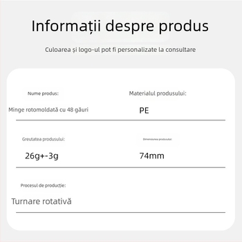 Minge de pickleball profesională, cu 48 găuri, rotomoldată, din PE, greutate 26 g ± 3 g, pentru joc în exterior