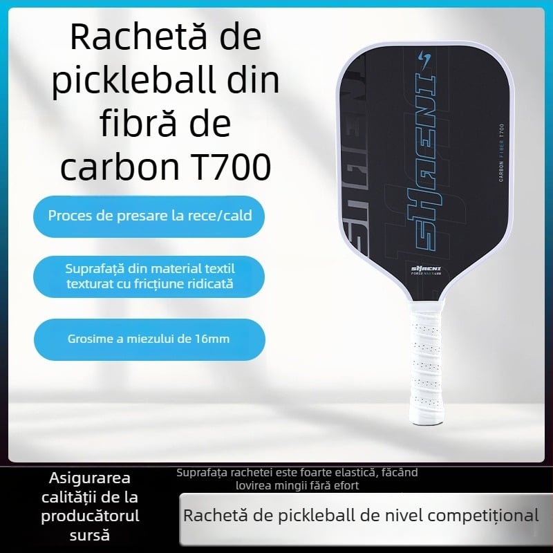 Paletă pickleball T700 din fibră de carbon, cu nucleu fagure pentru exterior