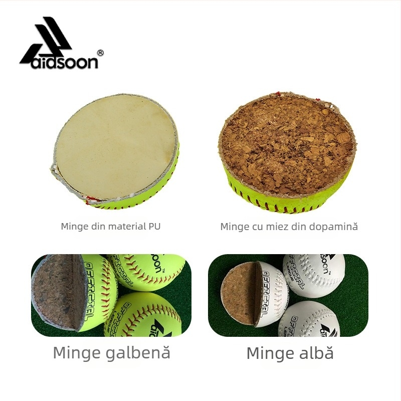 Softball pentru antrenament și competiție — Material PU, imprimare logo disponibilă, brand ADS, potrivit pentru alte jocuri cu mingi
