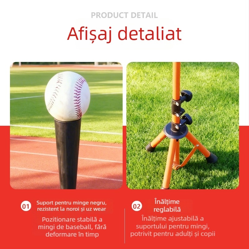 Antrenor de lovituri pentru baseball în aer liber, cu înălțime reglabilă și cadru în formă de T pe trepied pentru baseball și softball