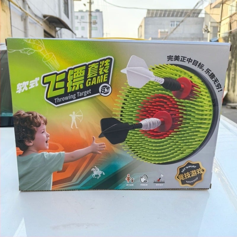 Joc cu ținte din plastic – darts moi, 2 în 1, pentru interior/exterior, dezvoltă abilități emoționale și cognitive, pentru copii 4–6 ani