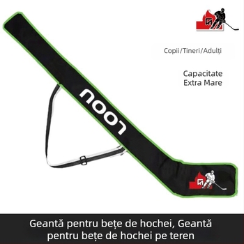 Geantă pentru bețe de hochei, material PU, capacitate mare, potrivită pentru hochei și sporturi de iarnă (Brand Chiou; Logo imprimat OK)