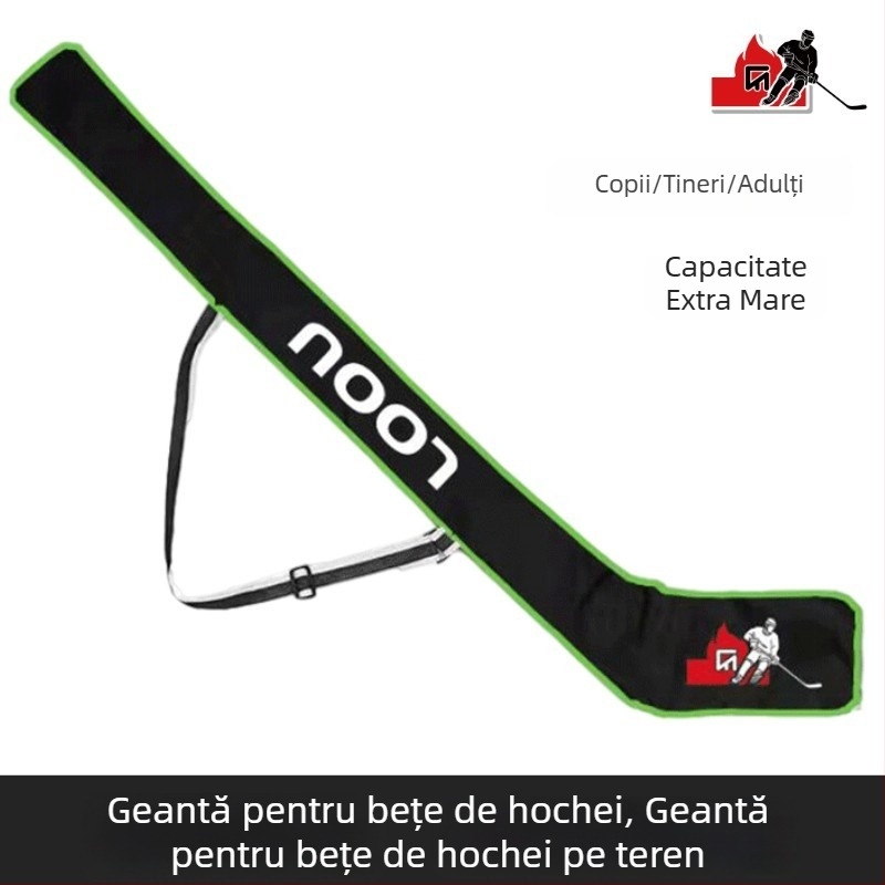 Geantă pentru bețe de hochei, material PU, capacitate mare, potrivită pentru hochei și sporturi de iarnă (Brand Chiou; Logo imprimat OK)