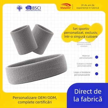 Bandă sport tricotată din nylon pentru încheietura mâinii și bandă pentru cap - Material principal: Nylon 85% + filament de latex 15%; Absorbantă de transpirație; Potrivită pentru alergare, fitness, ciclism, drumeții, dans