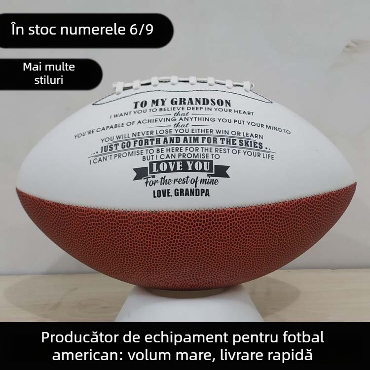 Minge de rugby, marcă Alien, material PU, cusătură mecanică, Nr. 9, siglă OK