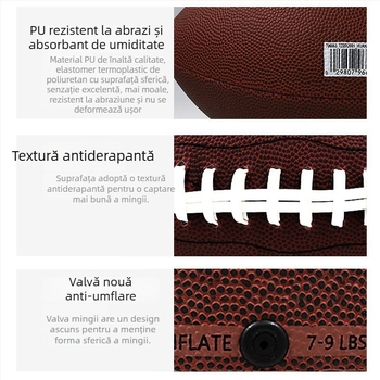 Minge de fotbal american PU – antiderapantă, rezistentă la uzură, cusută la mașină, pentru antrenament tineri și adulți
