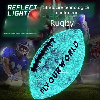 Minge rugby: luminoasă, fluorescentă și reflectorizantă; PU material, cusută la mașină, personalizabilă cu logo tipărit