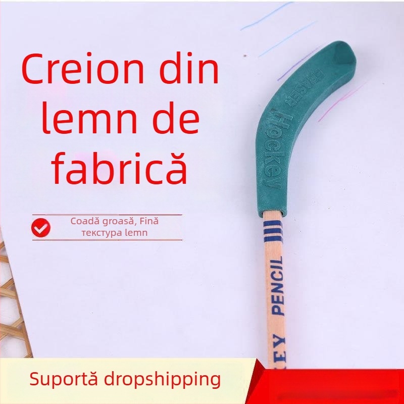 Set de gumă pentru creion cu forme creative — Carcasă din lemn, fix, Cod produs fG6zYbSW