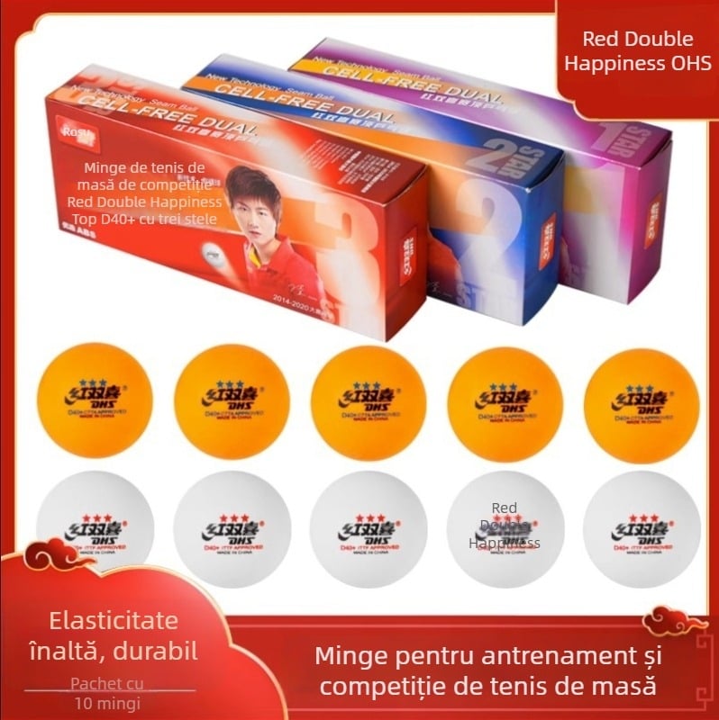 DHS mingi de tenis de masă 40+ pentru competiții profesionale, 1 stea 2 stele, Material: Celuloid