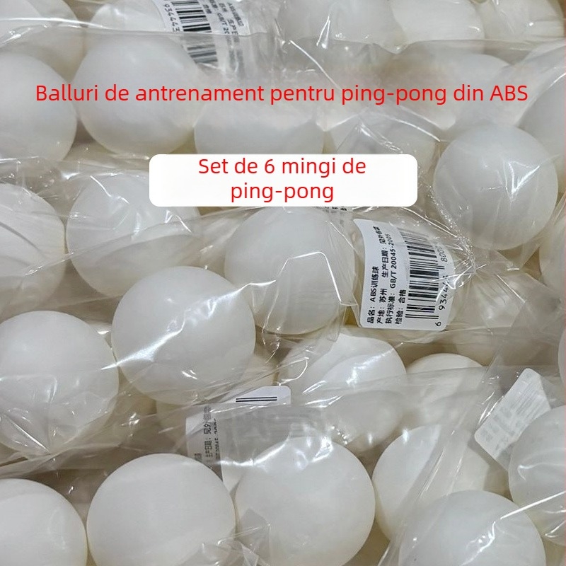 Mingi ABS pentru antrenament de ping-pong, fără logo, elasticitate înaltă, set de 6