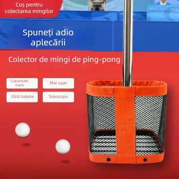 Colector de mingi pentru tenis de masă — portabil, telescopic, plasă; pentru teren de antrenament; acoperire fără unghiuri moarte; coș de colectare a mingilor