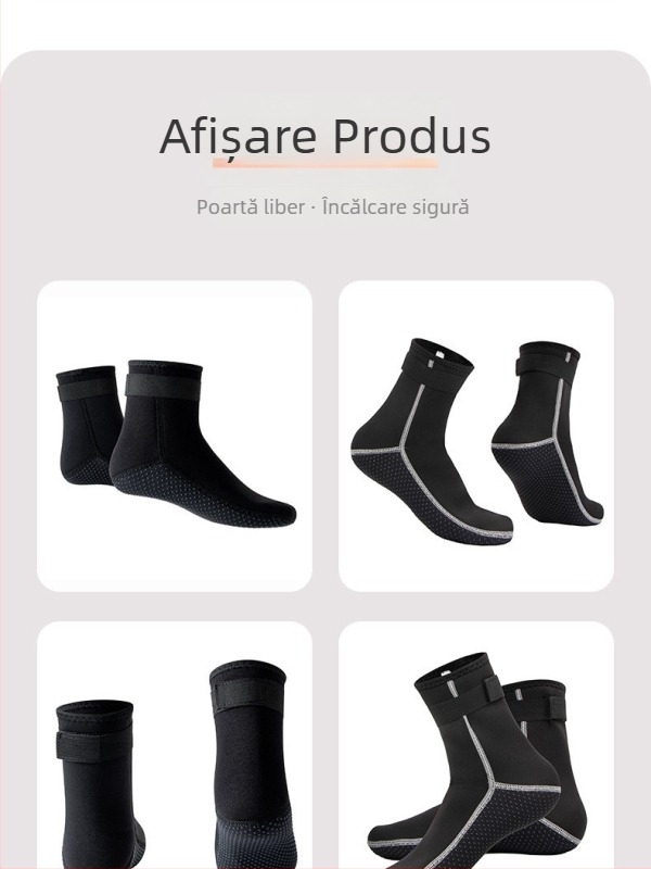 Șosete de scufundare Zeya: călduroase, rezistente la uzură și antiderapante, țesătură cu patru ace și șase fire, închidere Velcro, logo personalizabil. Material Crv | Cod Zeya001