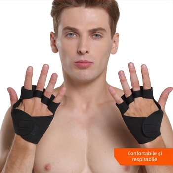 Mănuși pentru fitness în aer liber — design cu deget jumătate, rezistente la uzură, antiaderente, palmă cu amortizare (material: diving material + țesătură poliester)
