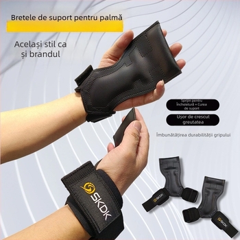 Mănuși de protecție pentru palmă cu suport la încheietură – anti-derapante, PVC, închidere metalică; potrivite pentru tracțiuni, ridicări de greutăți și exerciții cu gantere