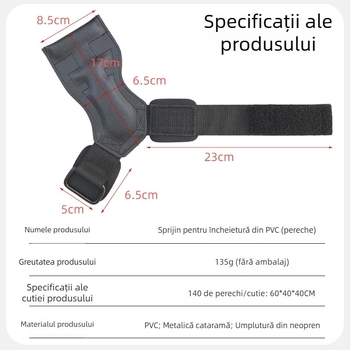 Mănuși de protecție pentru palmă cu suport la încheietură – anti-derapante, PVC, închidere metalică; potrivite pentru tracțiuni, ridicări de greutăți și exerciții cu gantere
