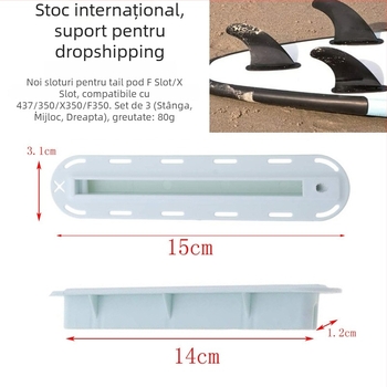 Box fin pentru placă de surf cu sloturi F și X, cutie pentru coadă rudder, PVC, potrivire universală