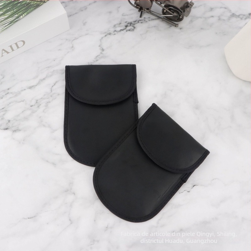 Puxin Geantă pentru telefon cu protecție RFID, piele PU, închidere Velcro, buzunar pentru carduri, design rotund