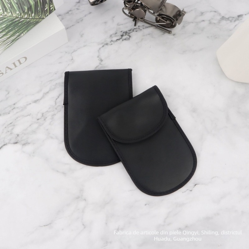 Puxin Geantă pentru telefon cu protecție RFID, piele PU, închidere Velcro, buzunar pentru carduri, design rotund