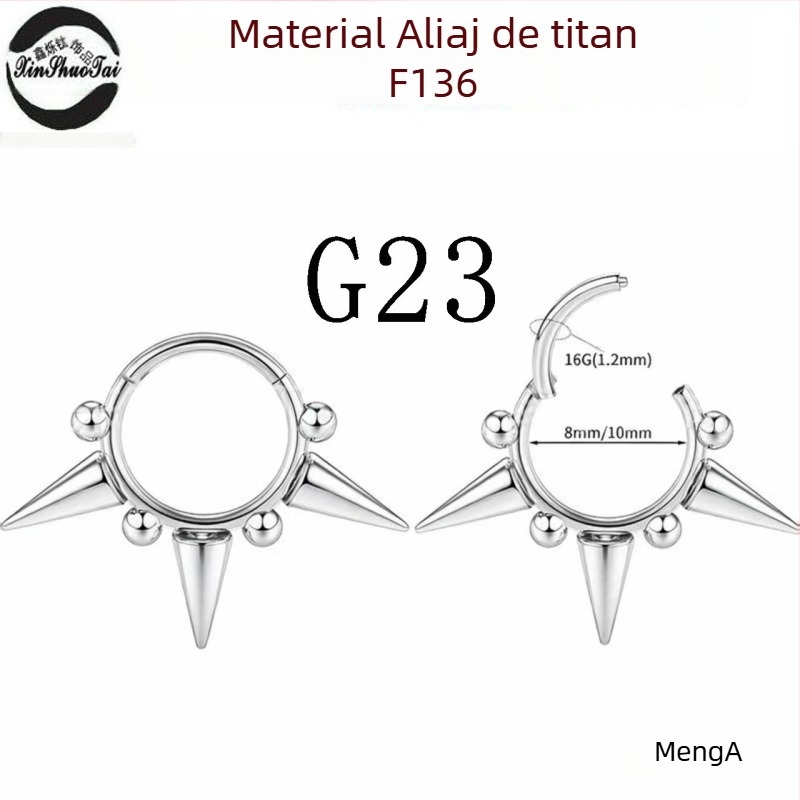 Inel nazal din aliaj de titan cu design geometric, placare electrolitică, stil unisex simplu, puritate 136