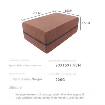 Bloc de yoga din EVA, material EVA, greutate 400 g, duritate 55°, prelucrare și personalizare, suport pentru mărci private