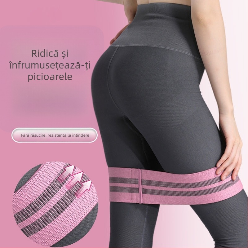 Bandă de rezistență pentru yoga și genuflexiuni, antialunecare, pentru ridicarea feselor — material: poliester bumbac latex; marcă Double Power