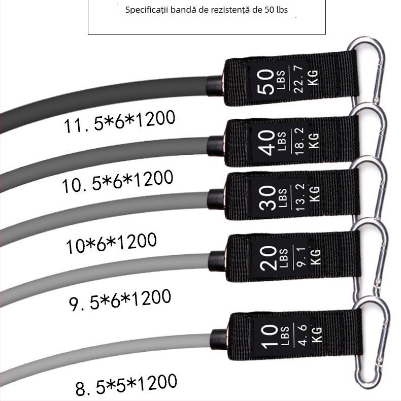 Set de 11 piese TPE pentru antrenament cu corzi de rezistență 100-150 lb