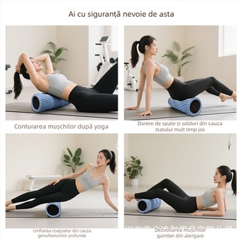 Rolă solidă de spumă EVA pentru yoga și masaj – rolă profesională pentru relaxarea mușchilor, masaj la spate și fitness pentru picioare