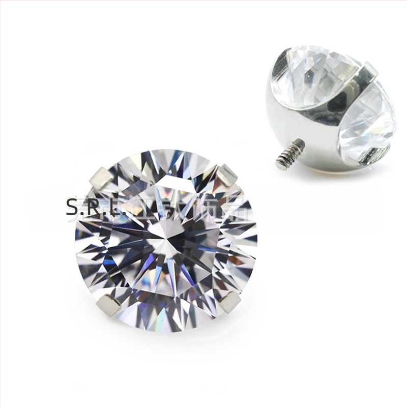 RAYAHJ Cercei din titan cu Moissanite, montură gheară (claw), G23 (ASTM F136), Unisex, Design simplu