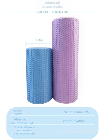 Coloană de yoga EVA cu tijă de spumă solidă, textură hexagonală – Hongbuji, pentru Pilates și yoga