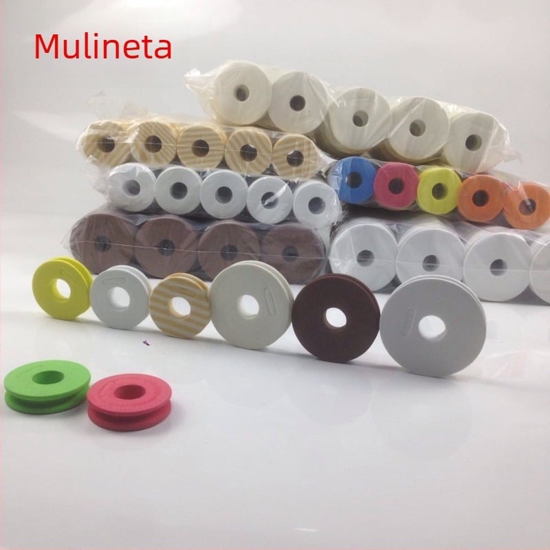 Bobină din spumă pentru fir de pescuit, cu model lemnos, alb și multicolor
