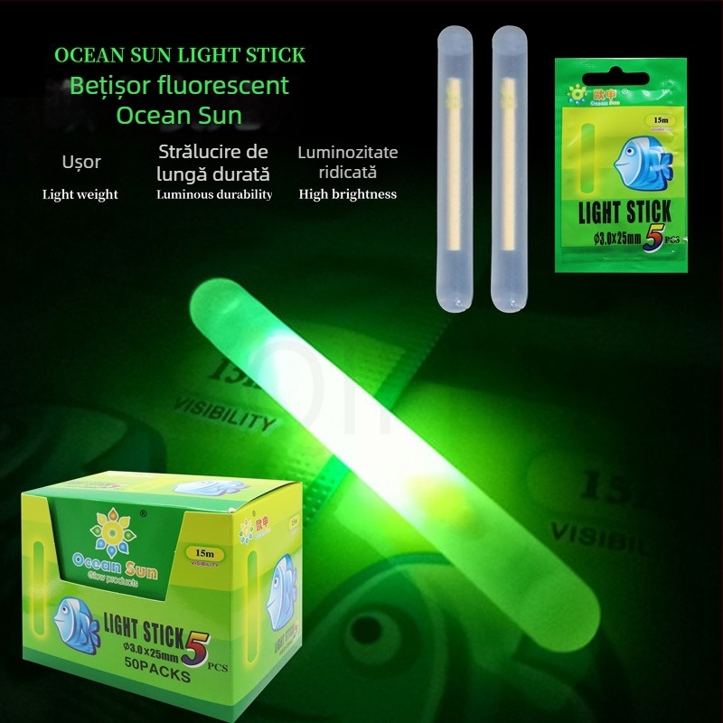 Oshen set de 5 beți luminoase pentru pescuit noaptea — bețe plutitoare, luminoase, în geantă de echipament de pescuit