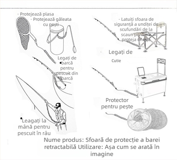 Șnur de siguranță pentru pescuit, retractabil cu arc telescopic; brand: Lost Hand Rope; material: sârmă din oțel