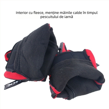 Mănuși de pescuit de iarnă, căptușite cu fleece, pentru pescuit pe gheață, pentru utilizare în exterior