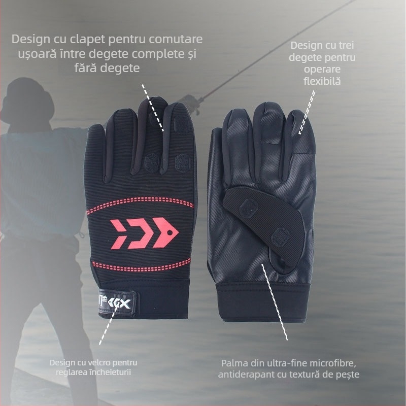 Mănuși de pescuit de iarnă, căptușite cu fleece, pentru pescuit pe gheață, pentru utilizare în exterior