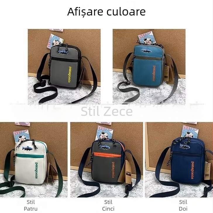 Geantă unisex pentru activități în aer liber, crossbody, din Oxford, fermoar, căptușeală din nylon, formă verticală pătrată, buzunar intern