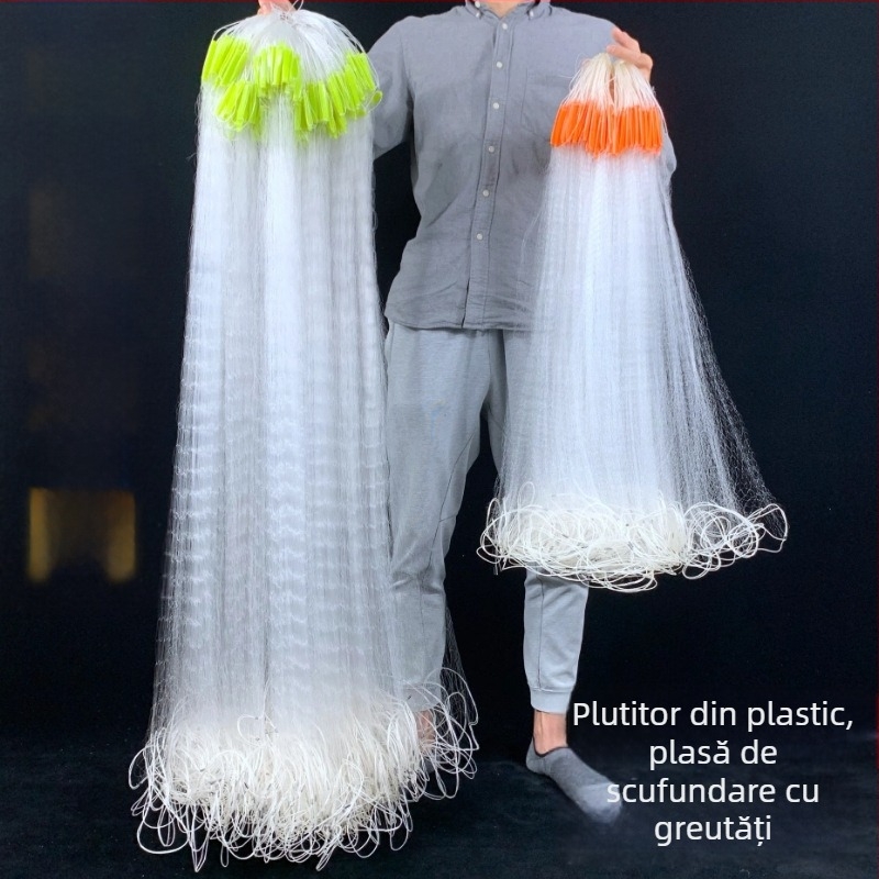 Plasă de pescuit cu un singur strat, plutori din plastic și plasă din sârmă