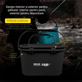 Găleată pentru pești vii, cu două straturi, întărită, pentru pescuit în curent, cu sensibilitate ridicată